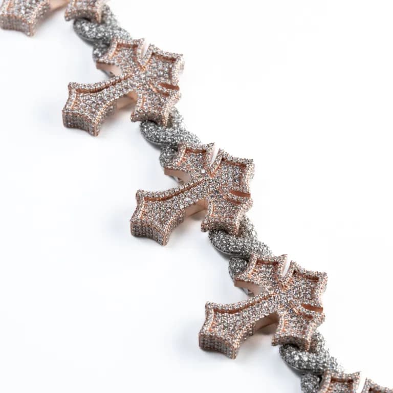 Rose & White Gold Cross Bracelet