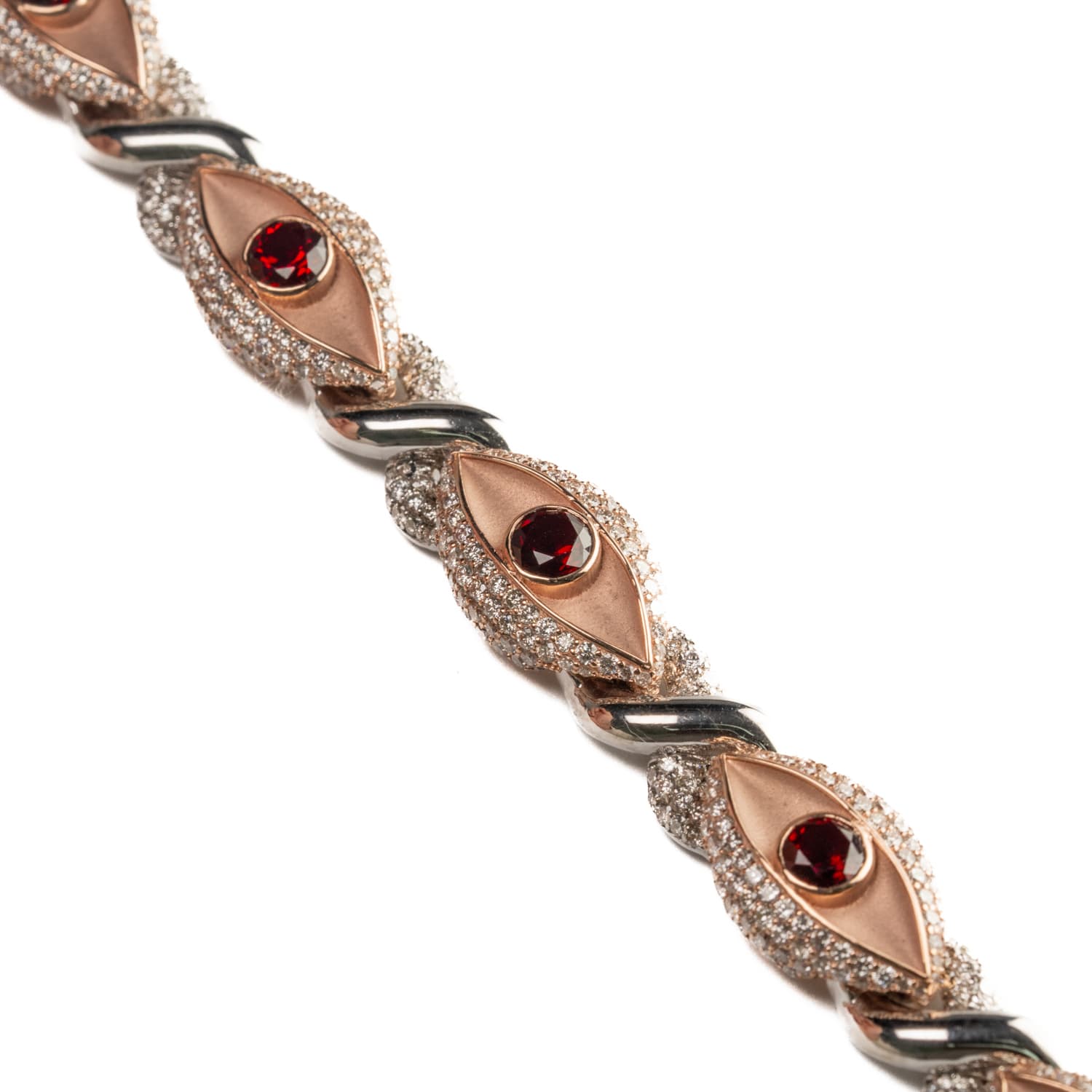 Rose & White Gold Ruby Gemstone Snake Bracelet