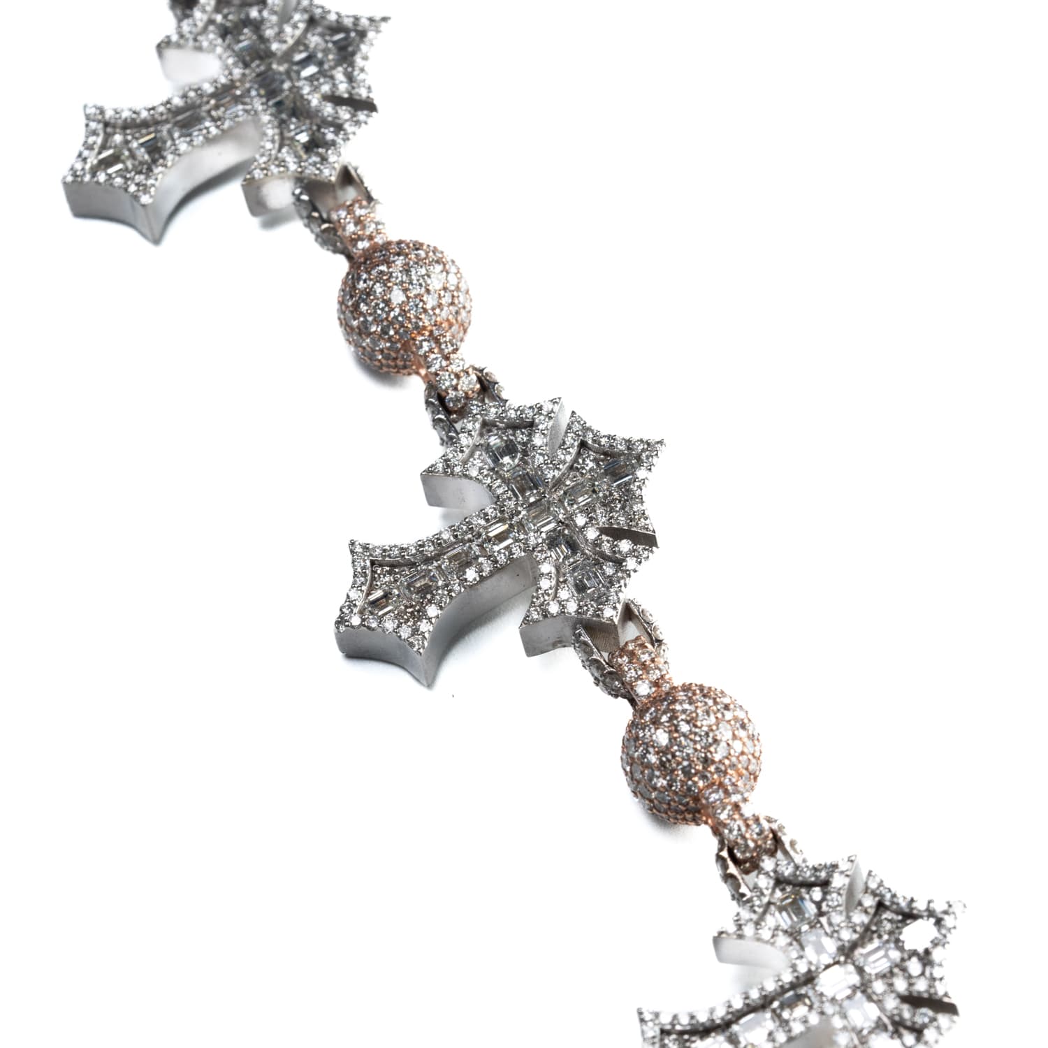 Rose & White Gold Cross Bracelet