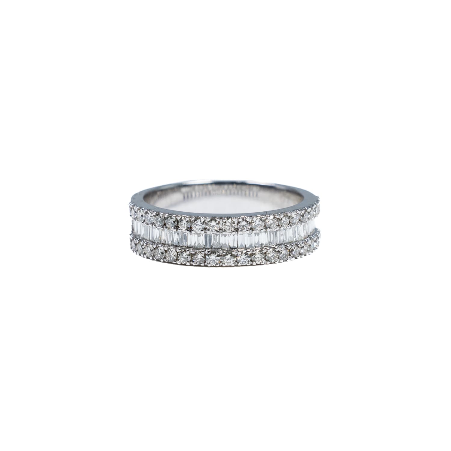 White Gold Eternity Diamond Baguette and Pointer Ring