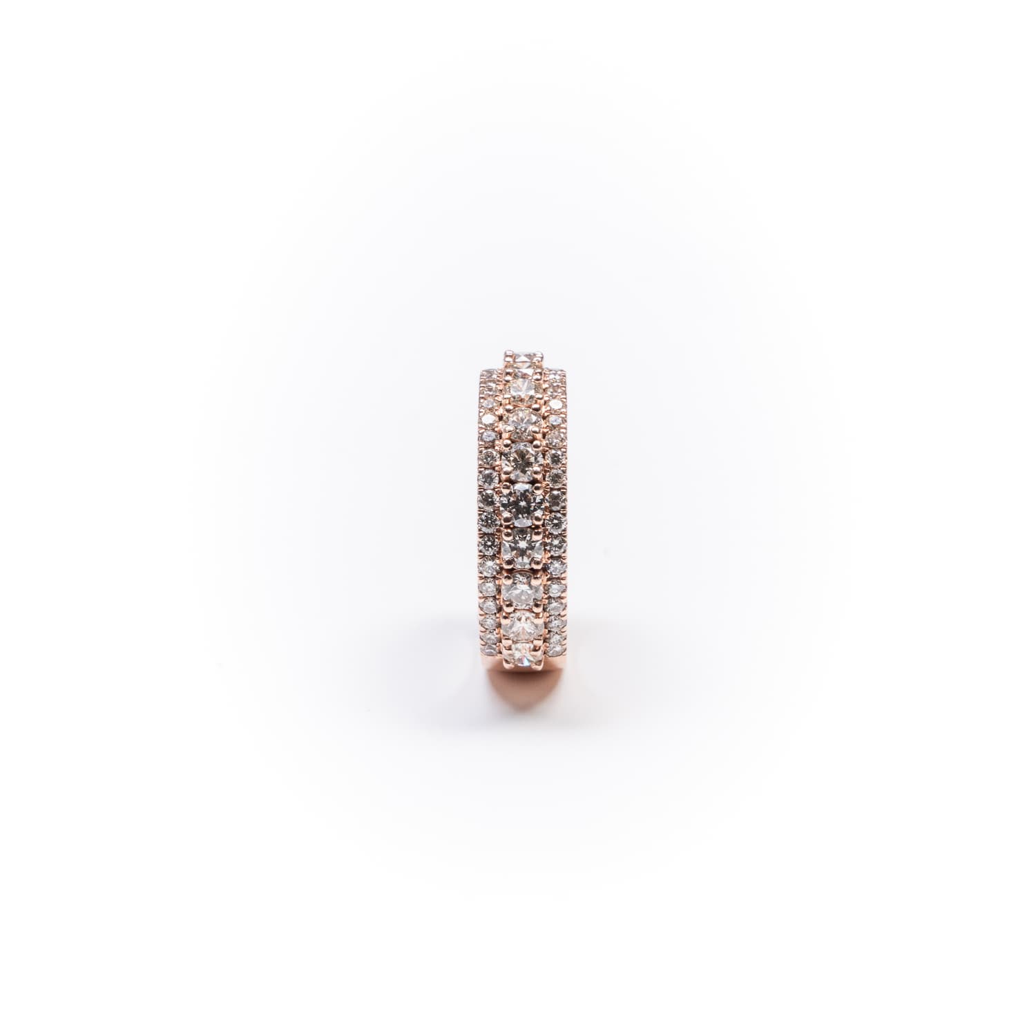 Rose Gold Triple Row Diamond Ring Large