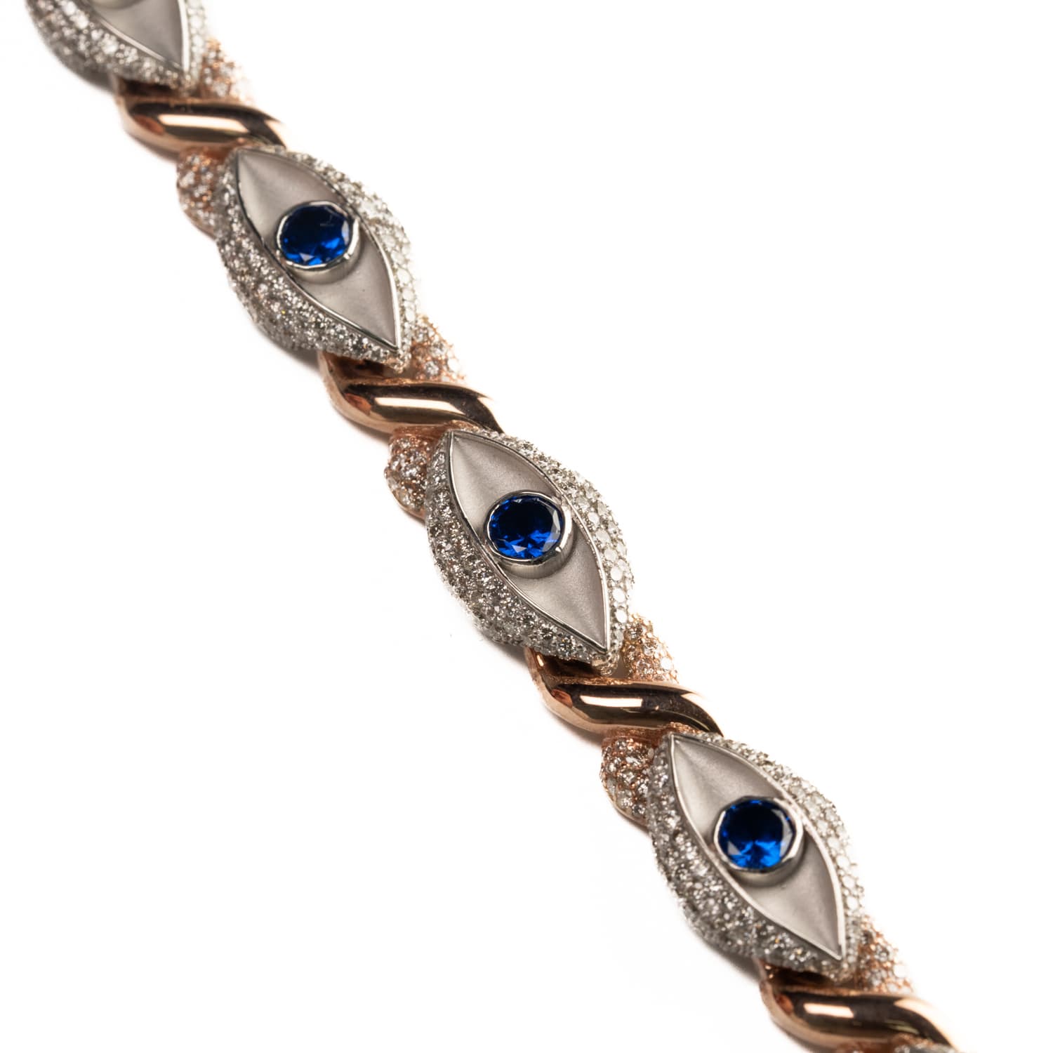 Rose & White Gold Sapphire Gemstone Snake Bracelet